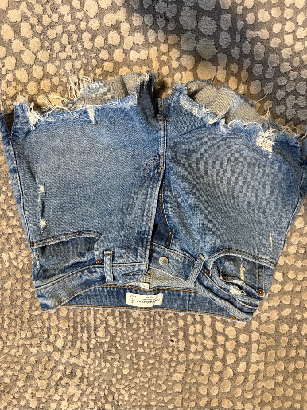 High-Rise Distressed Denim Cutoff Shorts - Light Blue